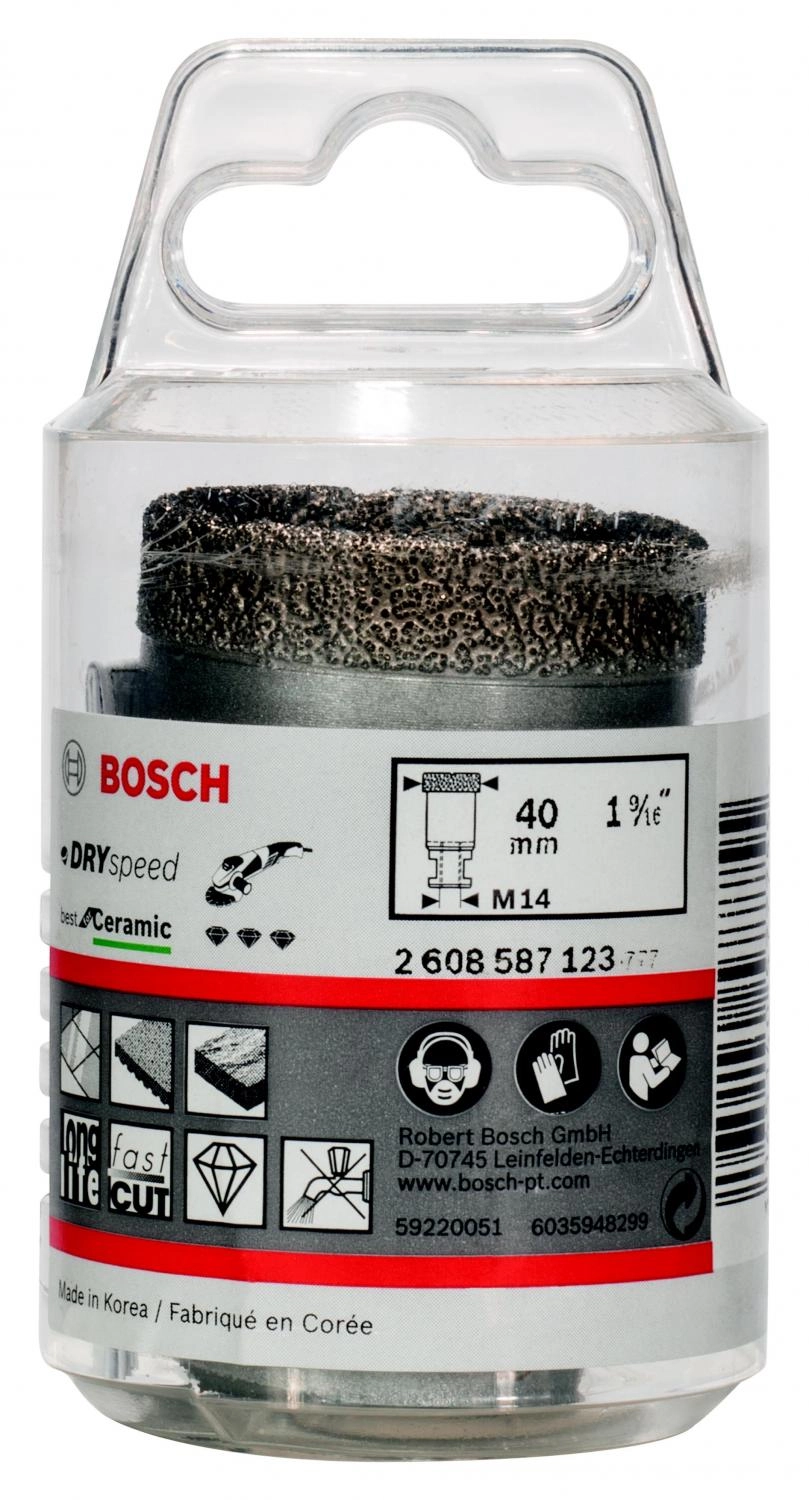 Коронка алмазная BOSCH Ф40х35мм М14 (DRY SPEED 2608587123)