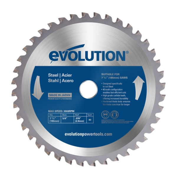 фото диск пильный evolution m185tct-40cs 185х20х2,0х40 по стали.